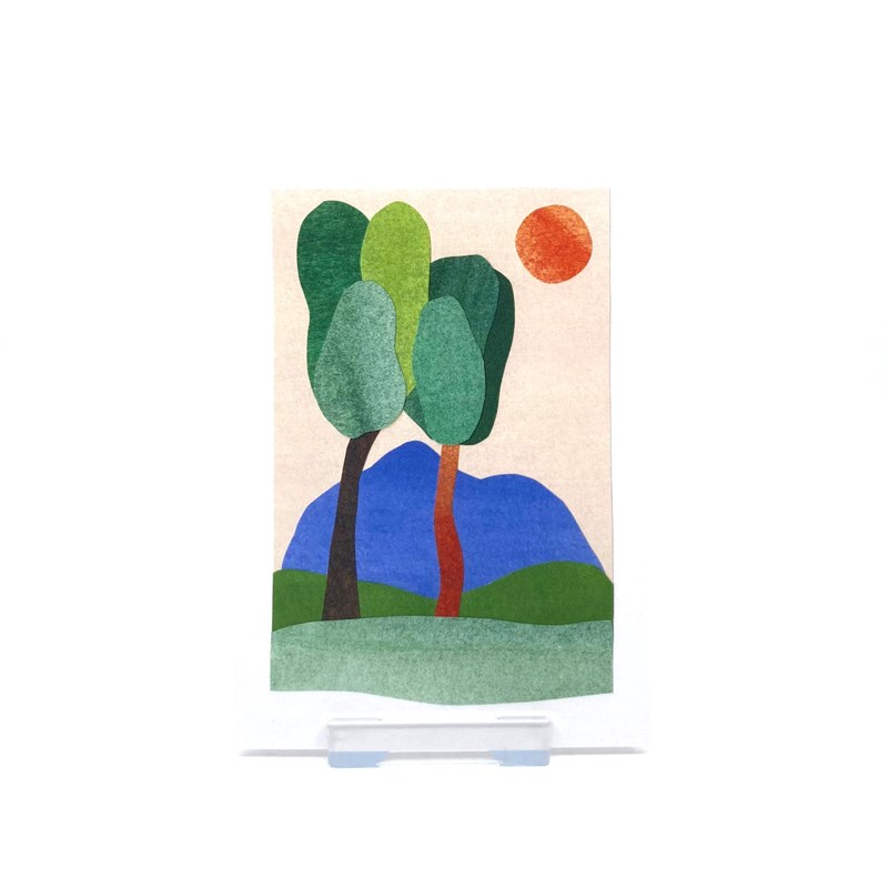 "Ciel rose et arbres" A4