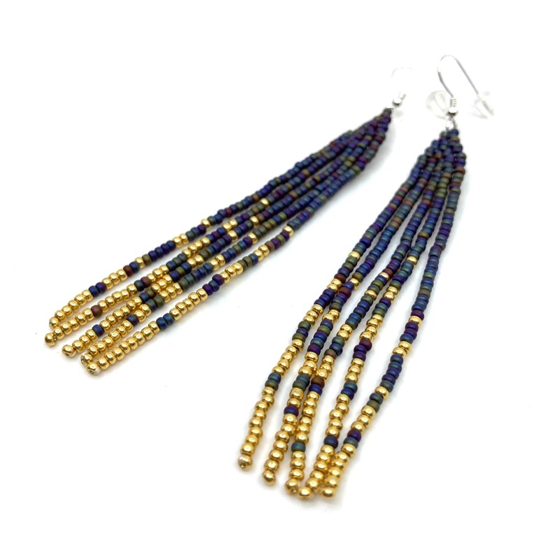 Boucles d'oreilles "Pixels" bleu- attache argent