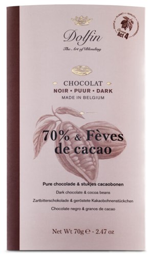 Chocolat Noir / 70% et fèves de cacao 70gr
