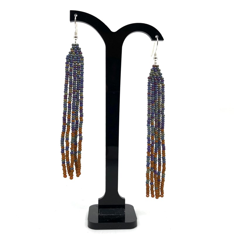 Boucles d'oreilles "Pixels" brun- attache argent
