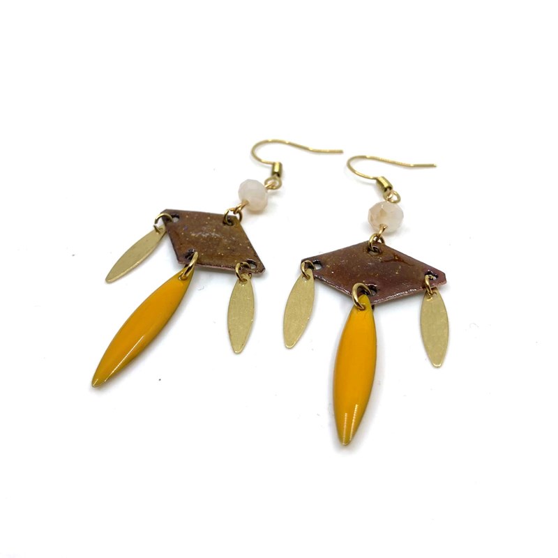Boucles d'oreilles cuivre émaillé