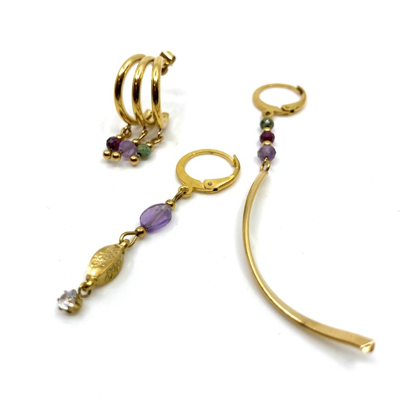 Trio Grenat-turquoise-améthyste