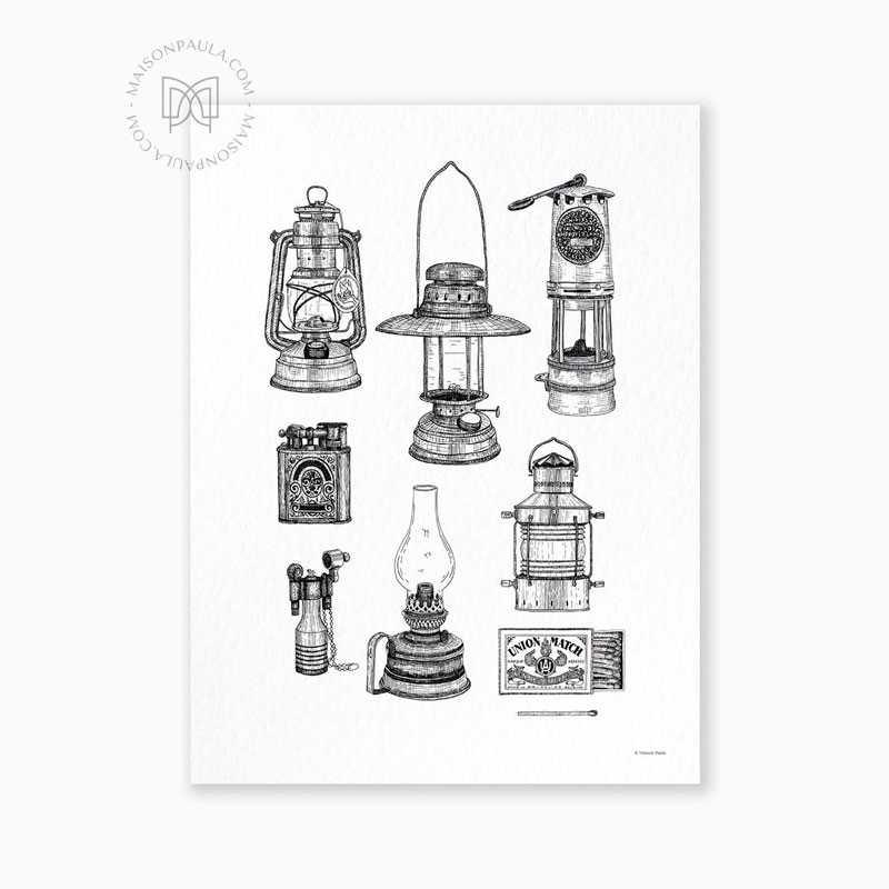 Affiche A3 dessin Les lanternes