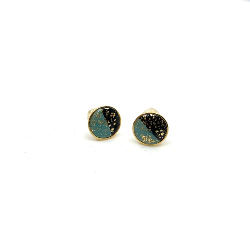 Puces noir turquoise paillettes - 12952