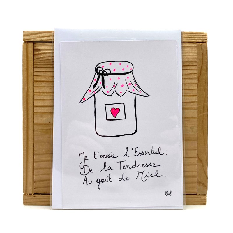 Carte postale "Je t'envoie l'essentiel ..." avec enveloppe