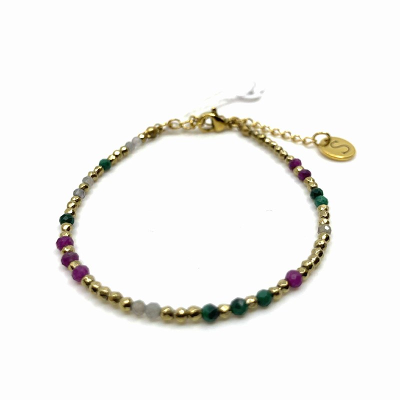 Bracelet CHRIS Malachite-Rubis-Labradorite