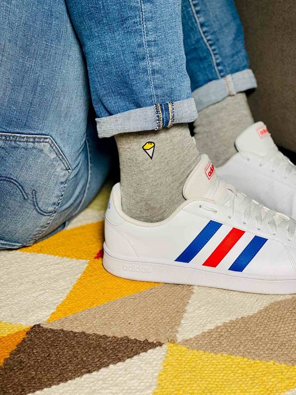 Chaussettes classiques "frites" gris clair