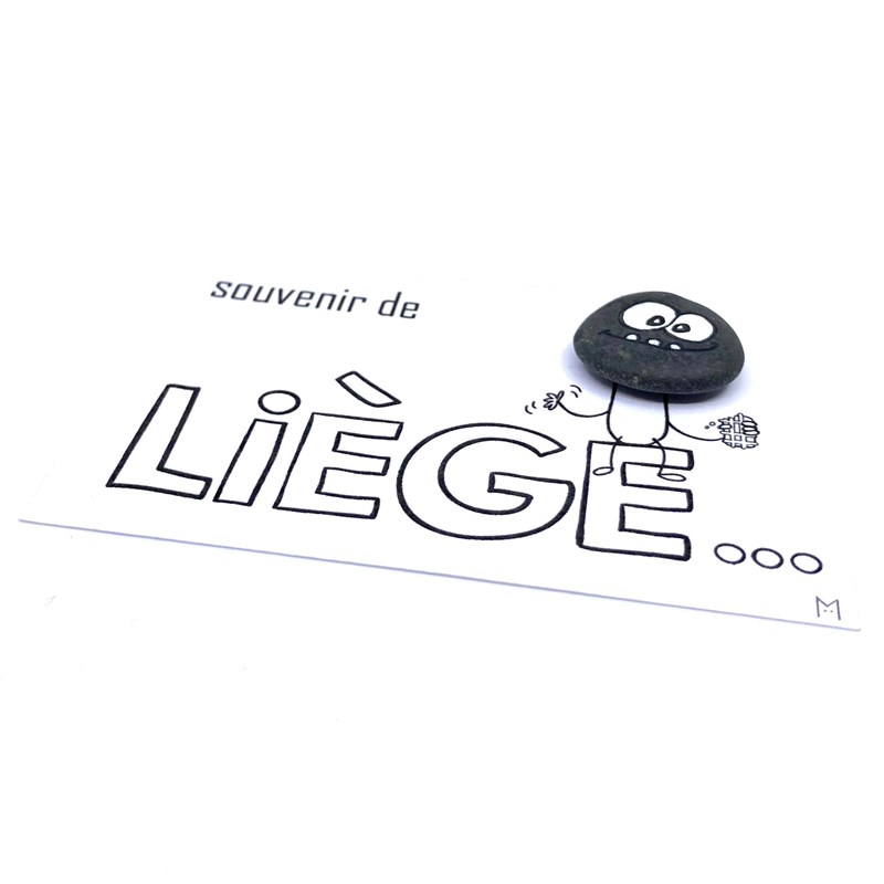 Carte galet "Souvenir de lIège..." (gaufre)