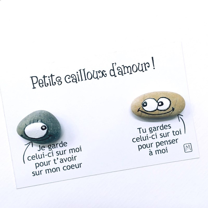 Carte galet "Petits cailloux d'amour"