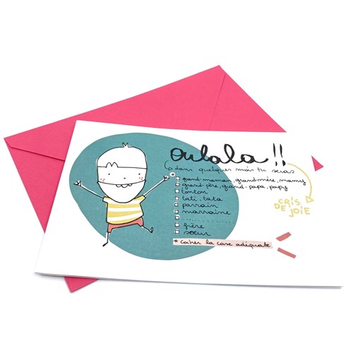 Carte "Oulala!!! garçon" + Enveloppe