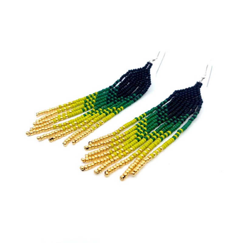 Boucles d'oreilles "Les ultimes" vert- attache argent