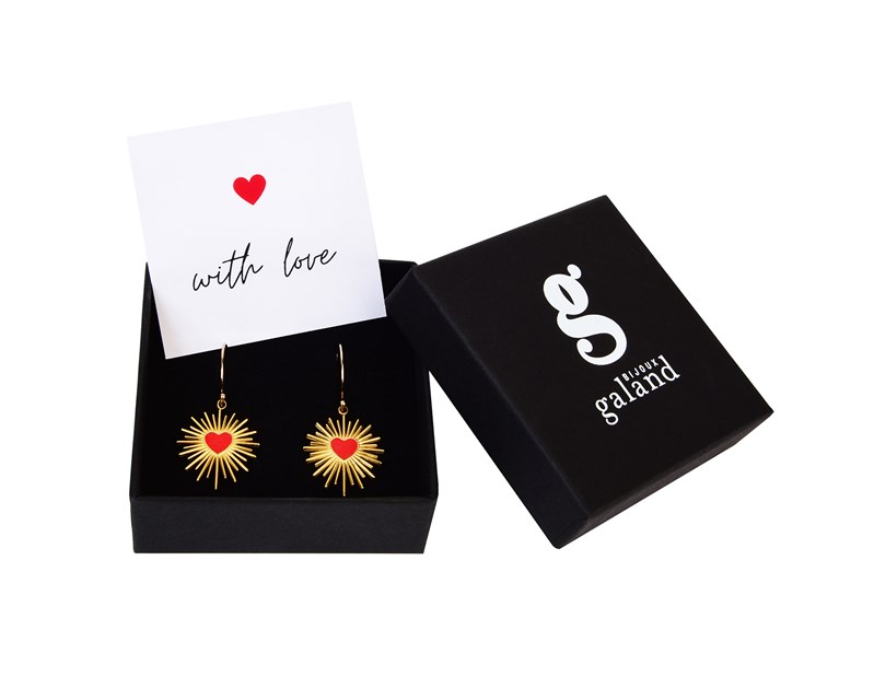 Boucles courtes "Red heart" gold filled