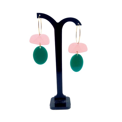 Boucles d'oreilles acétate vert rose