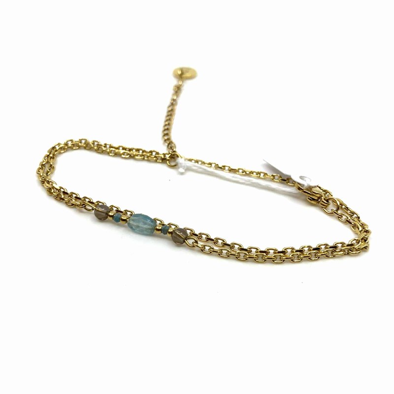 Bracelet SOLENE Labradorite-Apatite-Quartz fumé