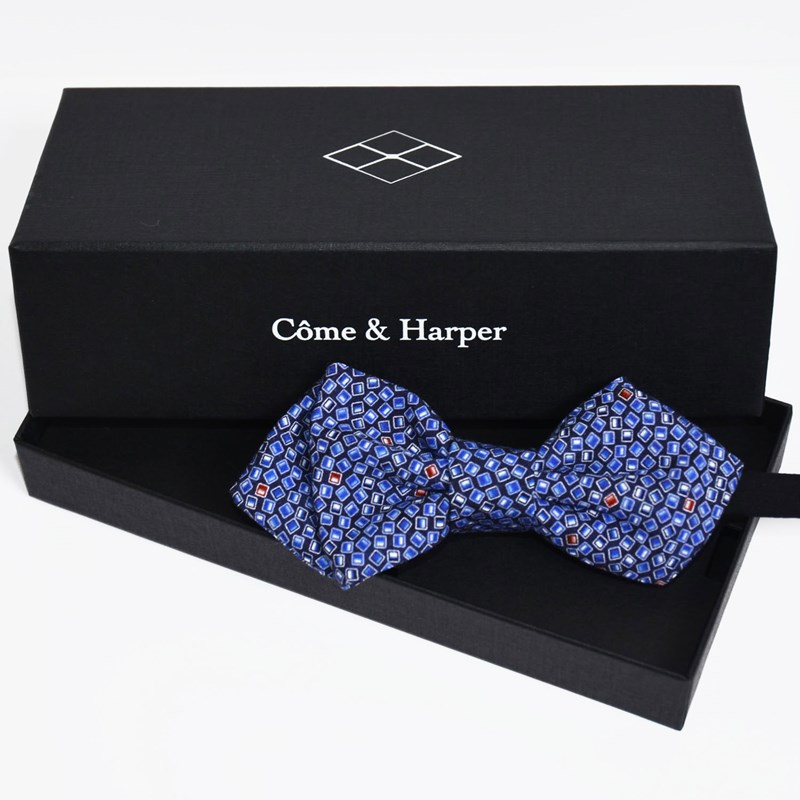 Noeud papillon Côme motif small blue square