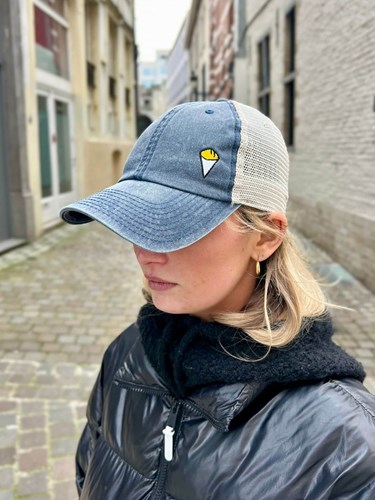Casquette "Cornet de frites" trucker souple - bleu marine délavé