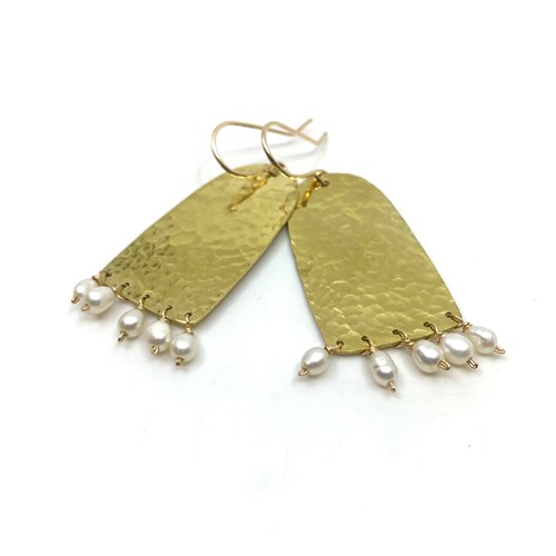 Boucles d'oreilles gold filled, laiton et perles