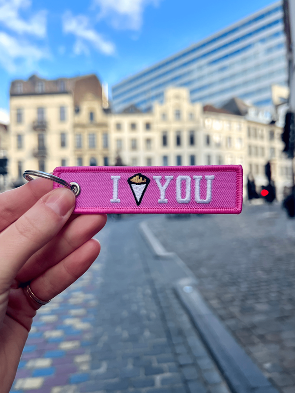 Porte-clés en tissus “I Fries You” Rose