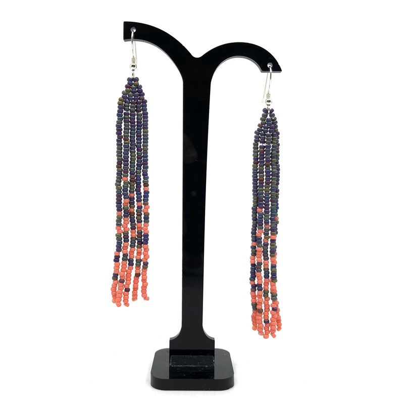 Boucles d'oreilles "Pixels" rose- attache argent