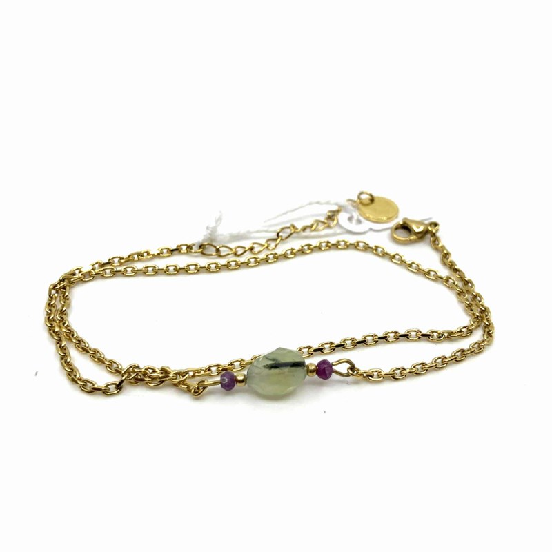 Bracelet SOLENE Préhnite-Rubis
