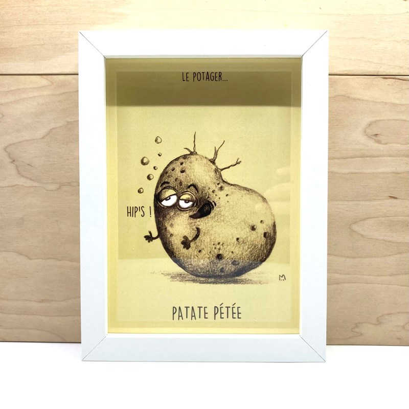 Cadre "Le potager : Patate pétée" Blanc