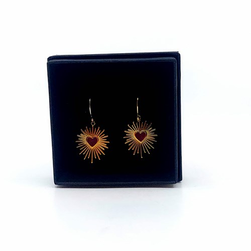 Boucles courtes "bordeau heart" gold filled