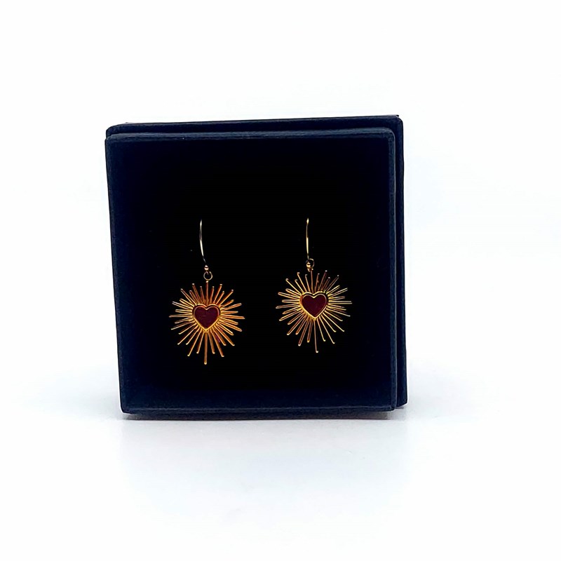 Boucles courtes "bordeau heart" gold filled