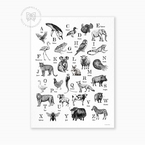 Affiche Abécédaire des animaux