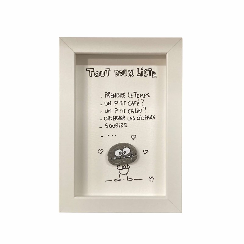 Cadre galet "Tout doux liste" Blanc