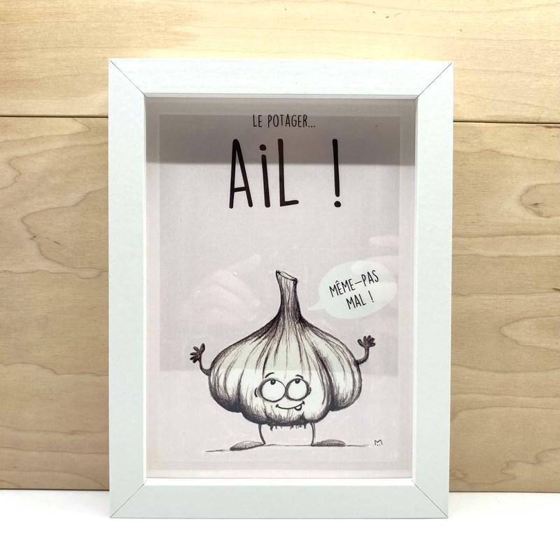 Cadre "Le potager : Ail" Blanc