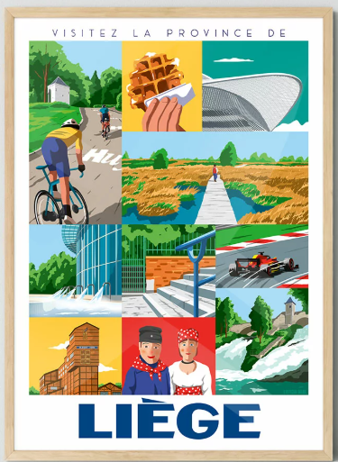 Affiche Illustration Originale “Visitez la province de Liège” 50*70cm