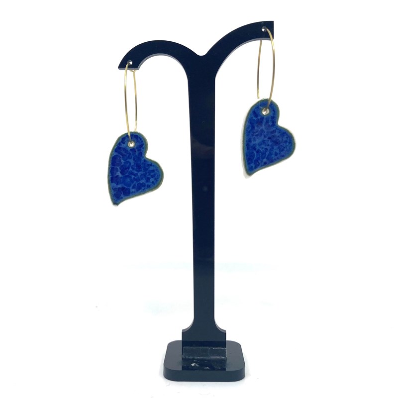 Boucles d'oreilles en porcelaine coeur marine