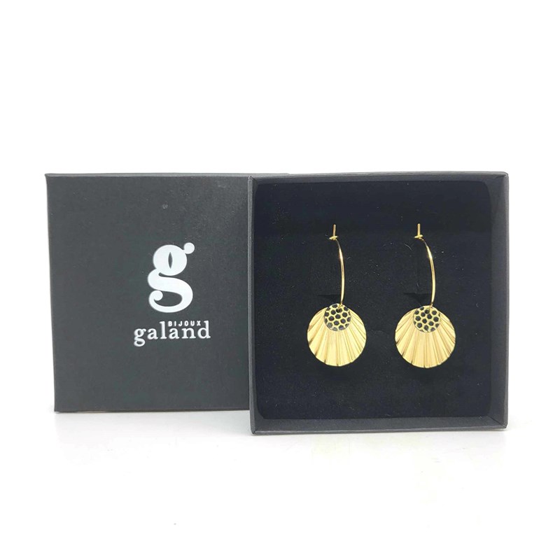 Créoles coquillages "noir et or"