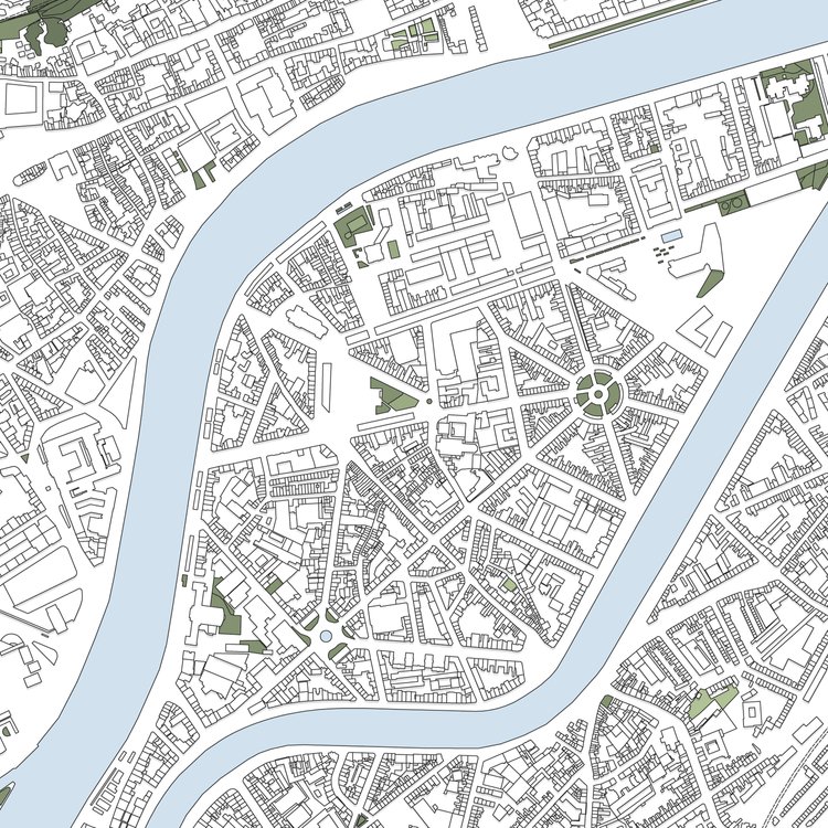 Affiche carte centre ville Liège -  70x100cm