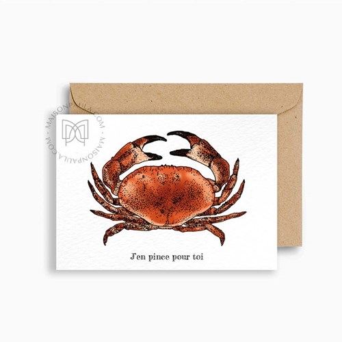 Carte "J'en pince pour toi" + enveloppe