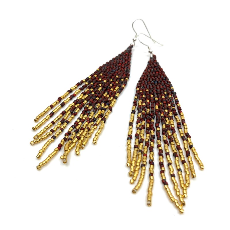 Boucles d'oreilles "Golden ocean" bordeau- attache argent