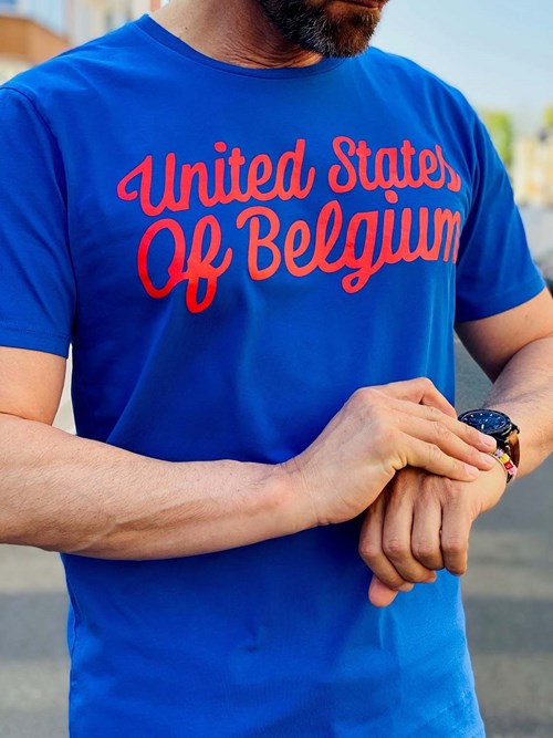 T-shirt "United States of Belgium" Bleu électrique