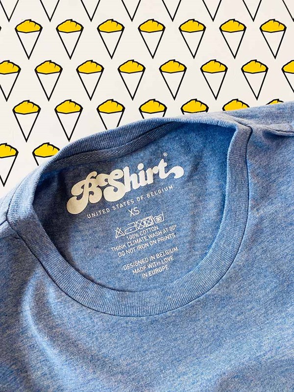 T-shirt "Frites" bleu clair chiné