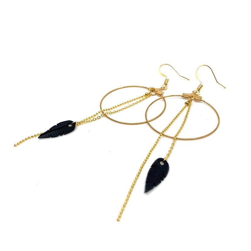 Boucles d'oreilles - cercle et plume