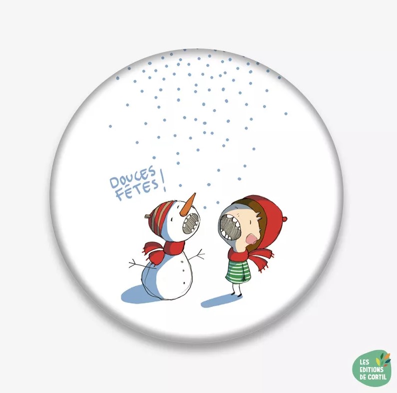 Carte boule "Douces fêtes bonhomme de neige" + Enveloppe