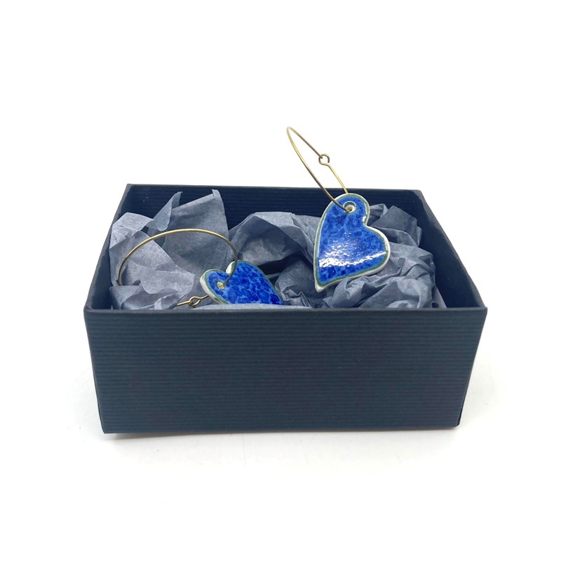Boucles d'oreilles en porcelaine coeur marine