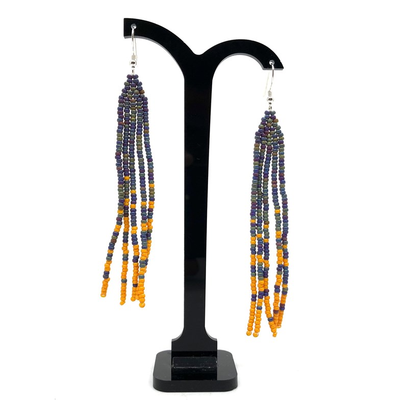Boucles d'oreilles "Pixels" orange- attache argent
