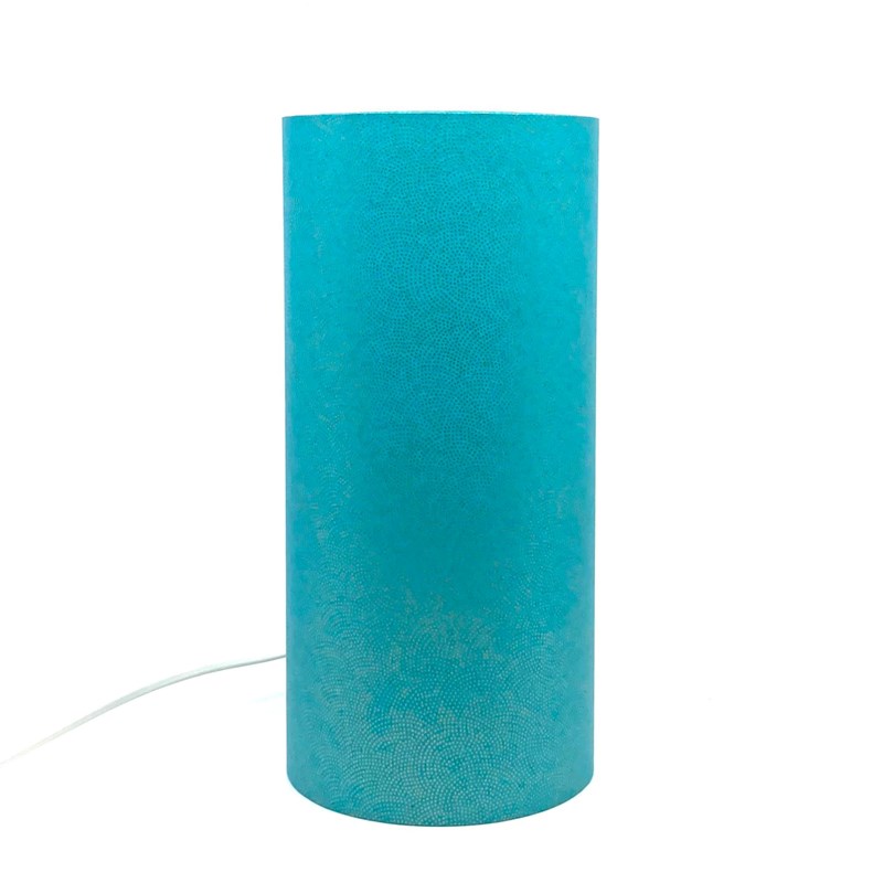 Luminaire P'tit soldat papier japonais turquoise pointillé doré