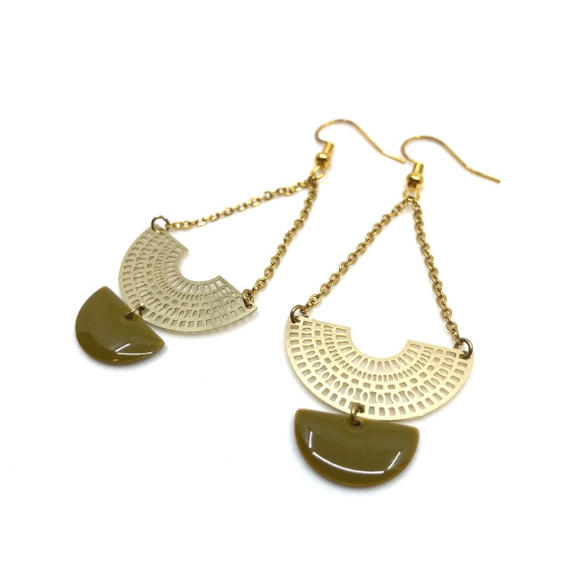 Boucles d'oreilles "Odile" kaki