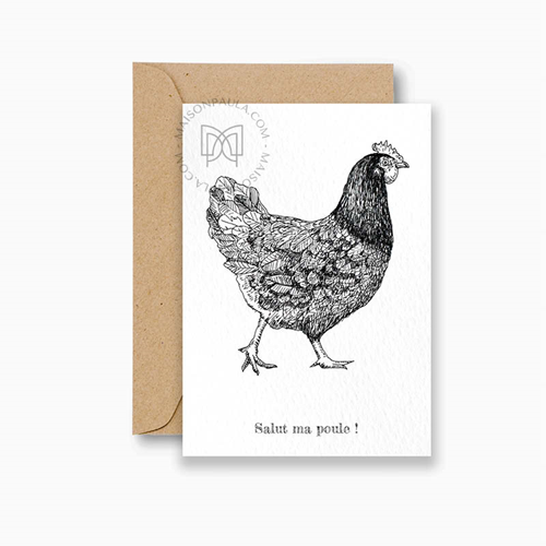 Carte "Salut ma poule" + enveloppe