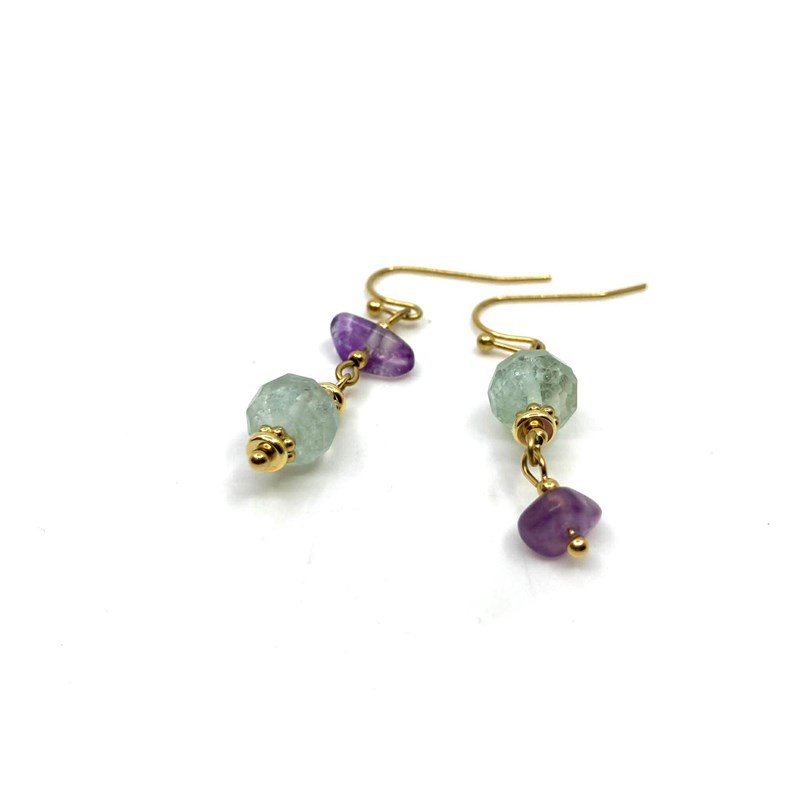 Boucles d'oreilles - fluorite/améthyste -