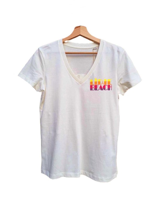 T-SHIRT col V femme IVOIRE