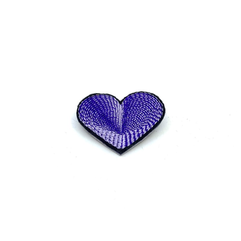 Broche "Coeur" mauve blanc