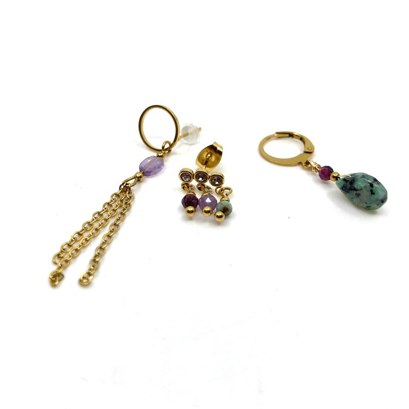 Boucles d'oreilles TRIO Tourmaline-grenat