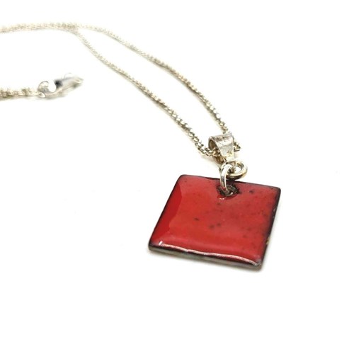 Pendentif Collection "Mini geometry" - carré - rouge